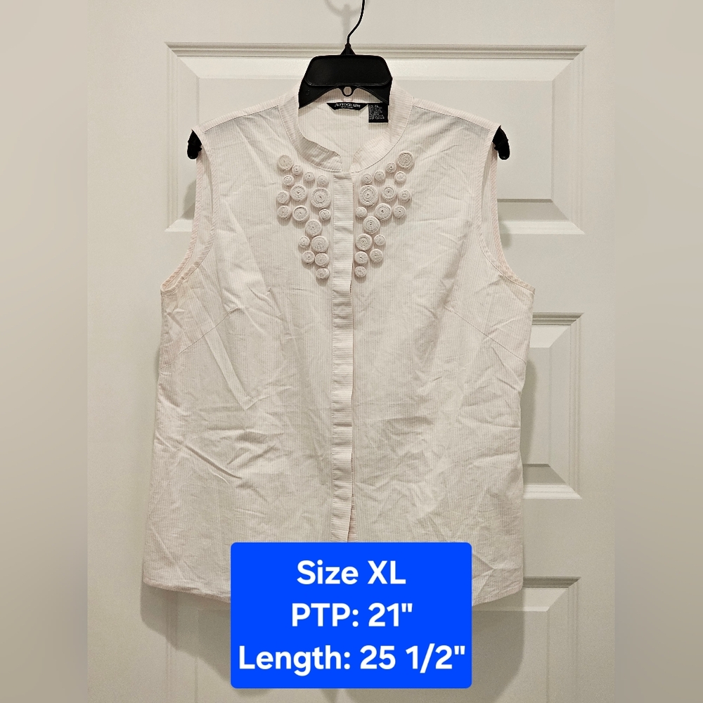 Autograph New York Button-Up Sleeveless Top, EUC, Size XL